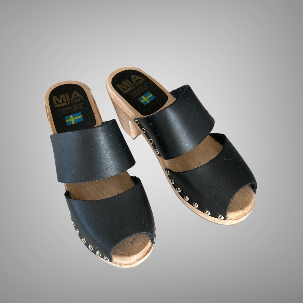 MIA Clogs with silver stud around edge of leather. Slightly edgy look. Size 37.